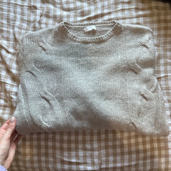 Sablyn Tristan Crewneck Cable Cashmere Pullover - Foggy - Picture 8 of 8